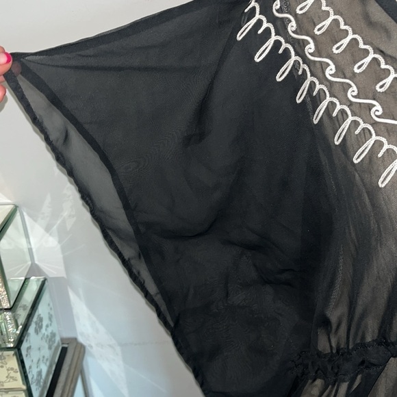 Joe Boxer Sz XL swimsuit Cover Up Sheer Black/ White Embroidered trim. NWOT - Picture 3 of 7